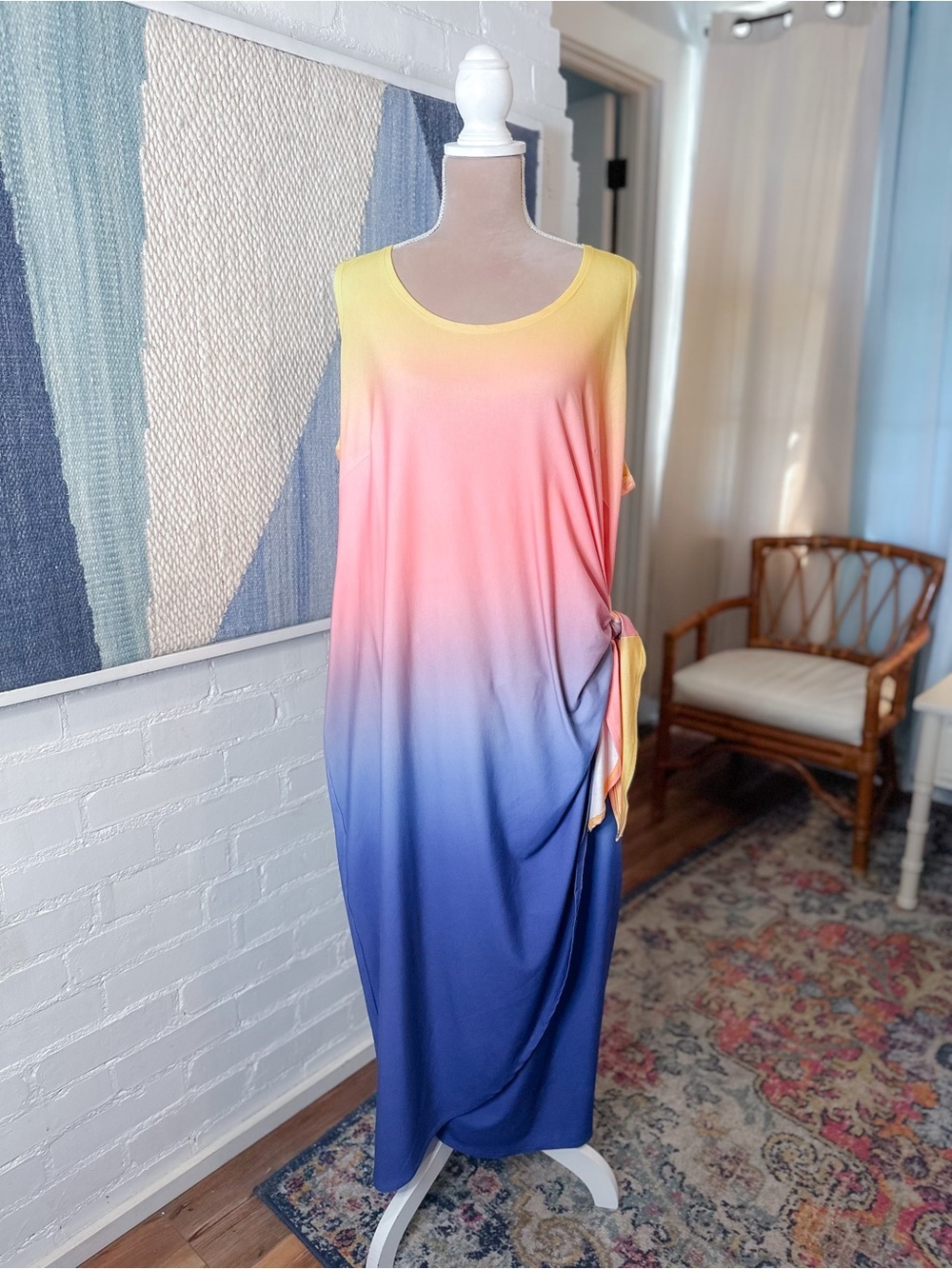 Lane Bryant Yellow Pink and Purple Ombre Maxi Dress